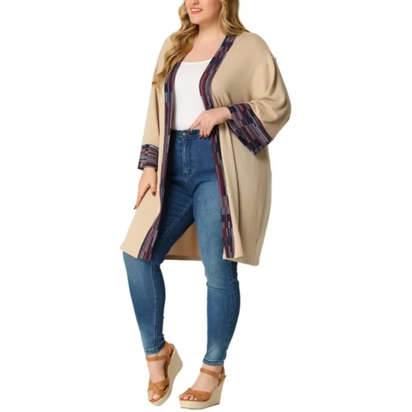 NWT - Agnes Orinda Boho Knitted Long Kimono Open Front Cardigan - 2X - Picture 7 of 8